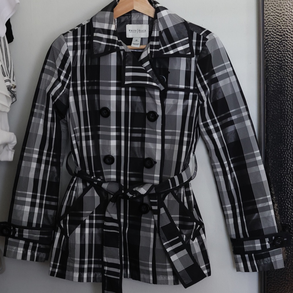 White House Black Market Plaid Black & White Jacket | Size XS